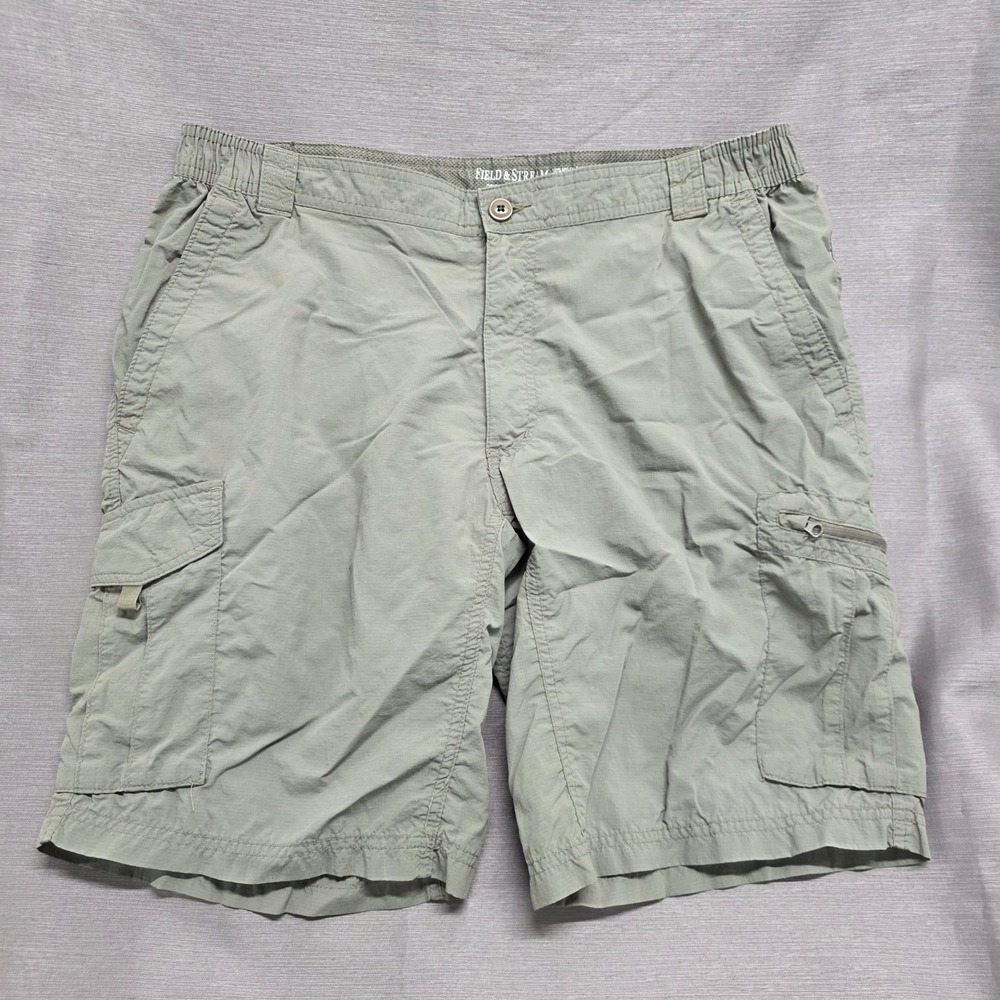 Field & Stream Mens Cargo Shorts Size Large 36-38 Gray Nylon Ripstop Hiking Fish